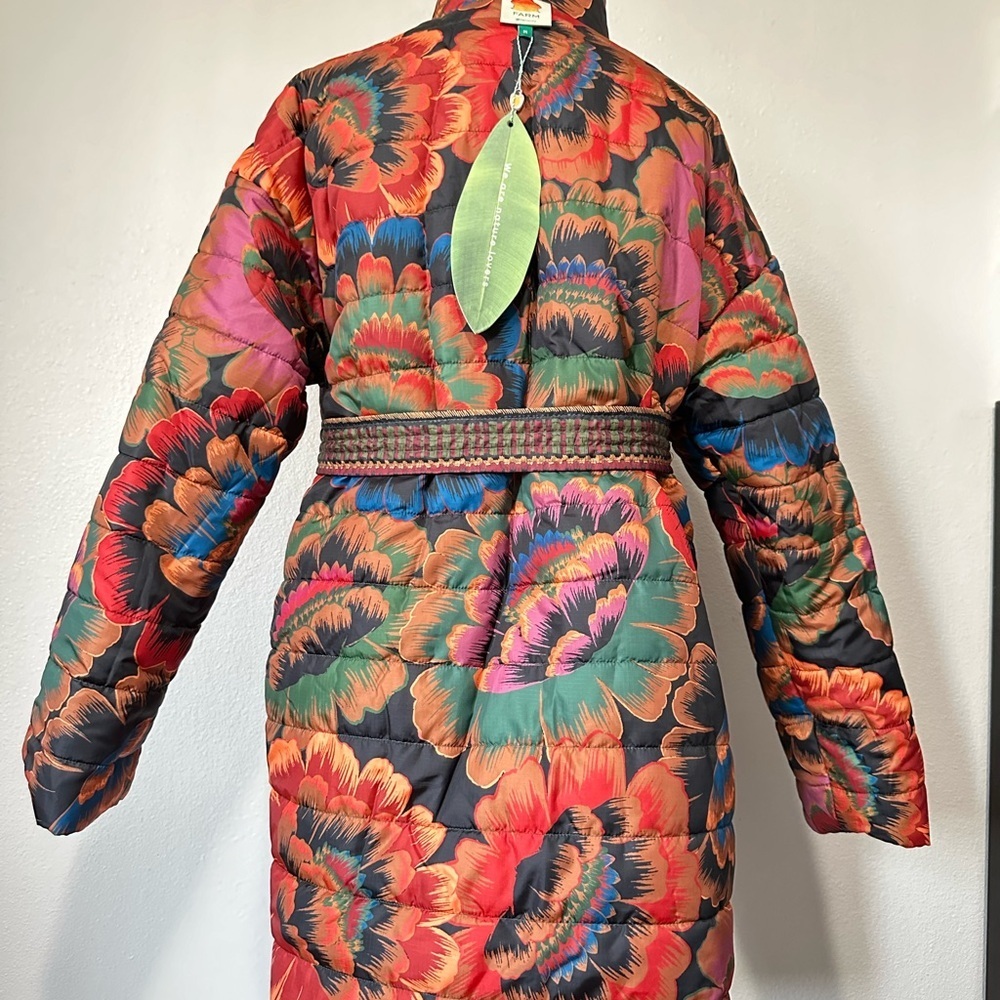 Farm Rio Printed Reversible Crazy Mix Puffer Jacket Fun Print Boho Hippie M SOLD - Picture 9 of 13